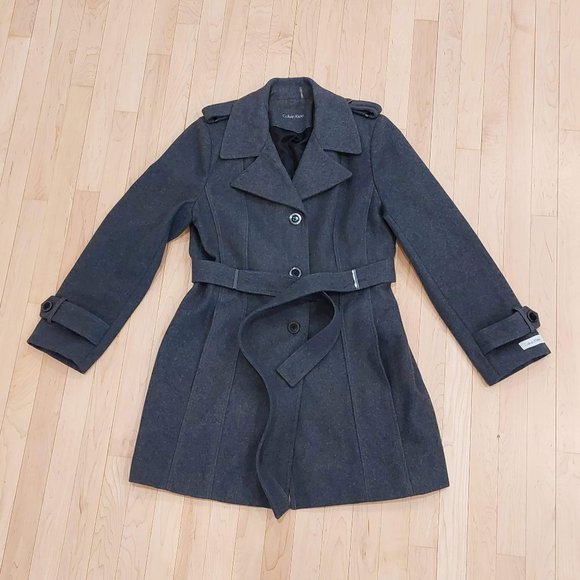Calvin Klein grey wool coat, size L, NWOT - Picture 1 of 6